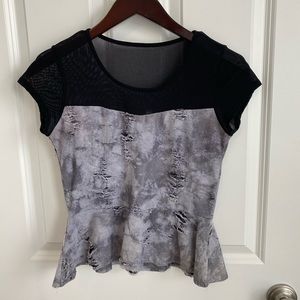 Ginger G Distressed Purple & Black Peplum Top